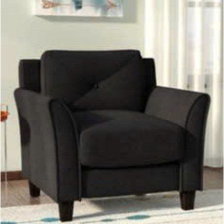 Life Black : Ghế Sofa Đơn Với Tay Vịn Cong, Vải Màu Đen